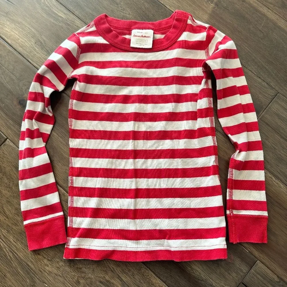 Kid’s Hanna Andersson Red & White Striped Christmas Pajama Top - Size 5 - EUC